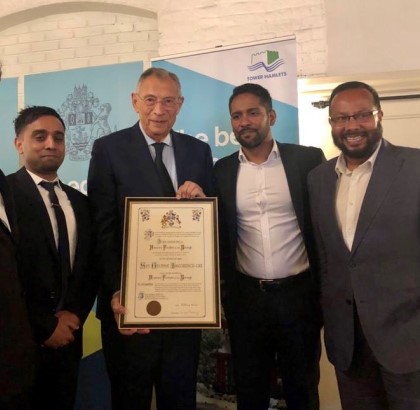 Sir George Iacobescu CBE, the Chairman of Canary Wharf Group, awarded Freedom of the Borough of Tower Hamlets
