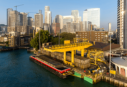 Quayside waste removal at Canary Wharf
