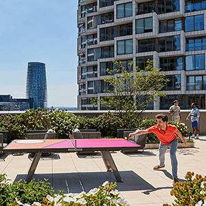 table tennis on roof garden canary wharf
