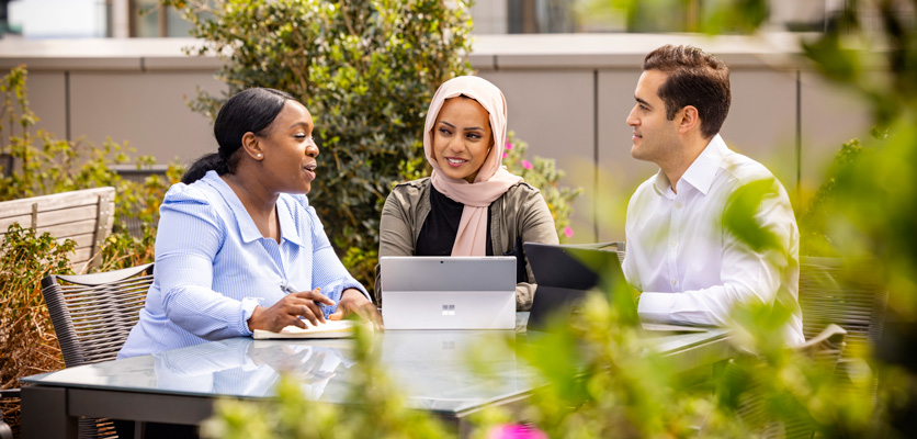 Employees having a productive meeting together